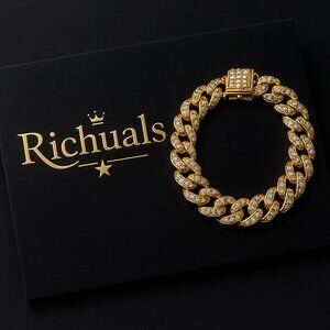 Gold Cuban Link Iced Out Bracelet